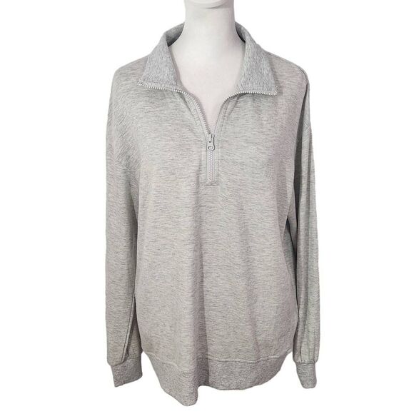 Three Dots Gray Pullover Sweatshirt Small Gray Sweatshirt Quarter-zip Pullover - Picture 1 of 9